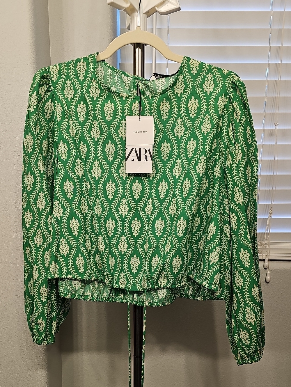 NWT Zara The Ava Top Green Womens US Medium
